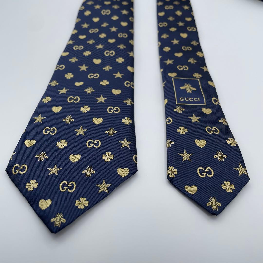 ✨極美品✨GUCCI ネクタイ 現行 シンボルズ 7cm 星 蜂 bee 刺繍