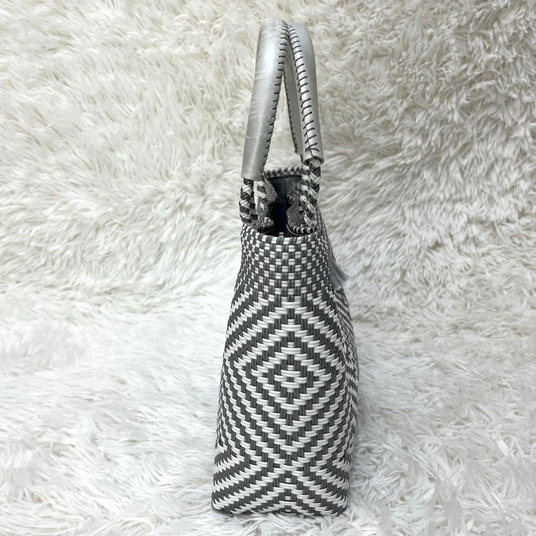 【極美品✨】WOVEN メキシコ製 メルカド カゴバッグ グレー/ホワイト
