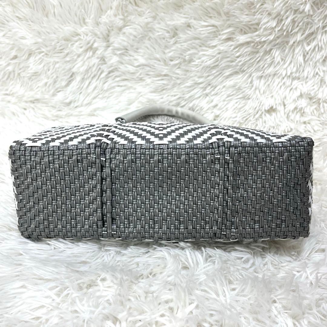 【極美品✨】WOVEN メキシコ製 メルカド カゴバッグ グレー/ホワイト
