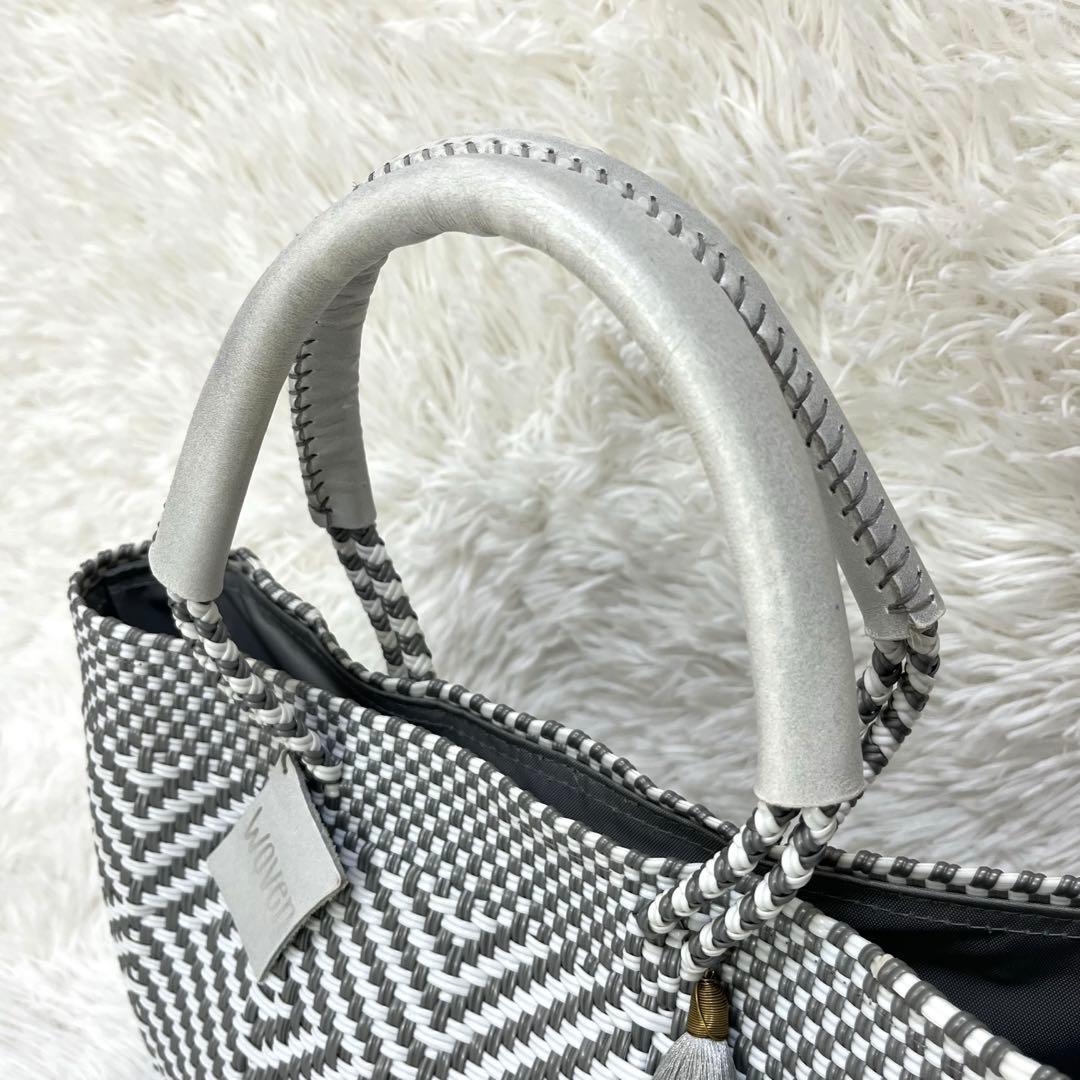 【極美品✨】WOVEN メキシコ製 メルカド カゴバッグ グレー/ホワイト