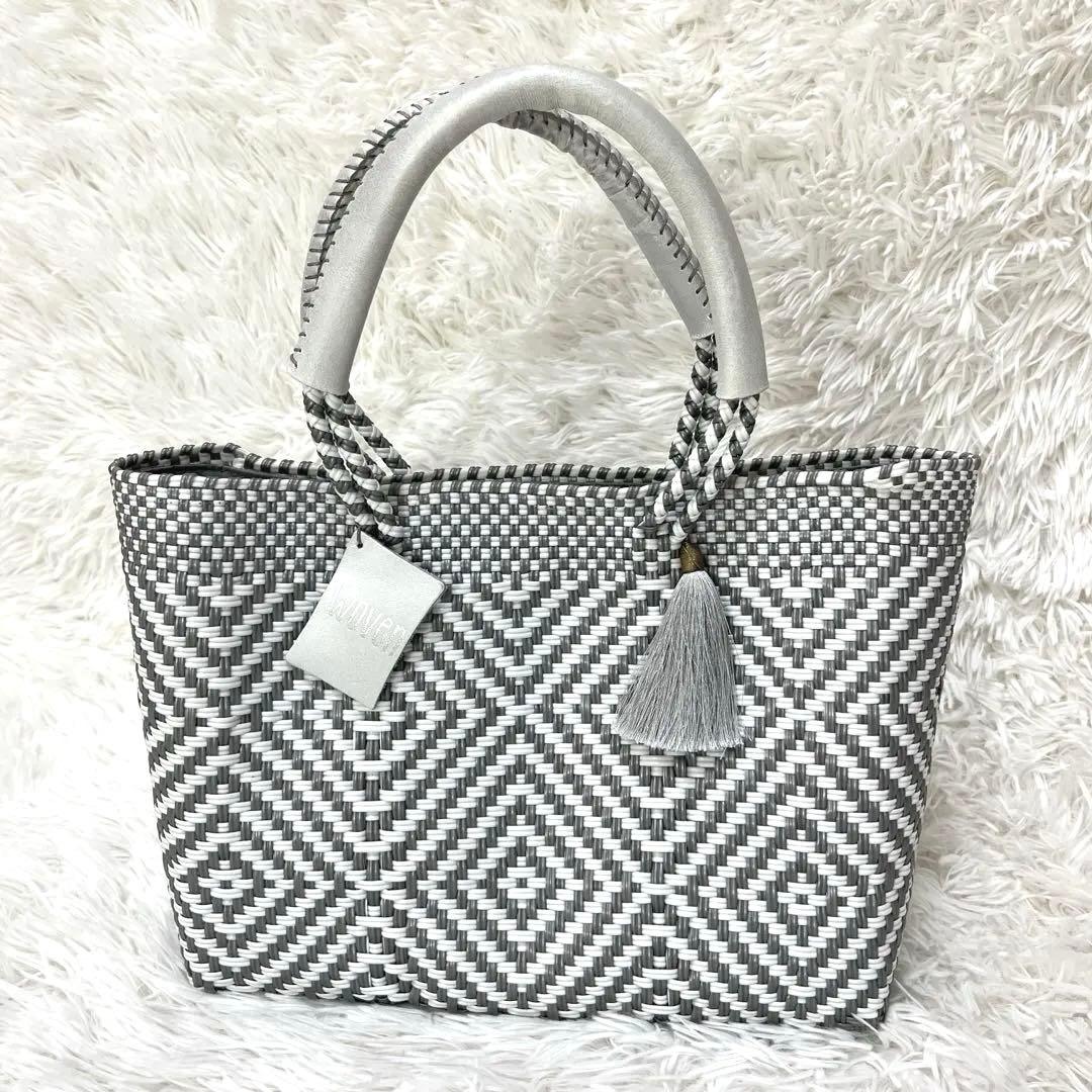 【極美品✨】WOVEN メキシコ製 メルカド カゴバッグ グレー/ホワイト
