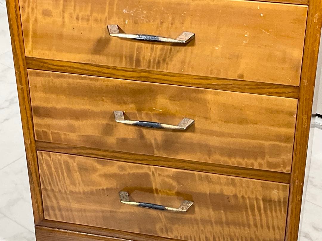 アンティーク　小引き出し 5段　ハンドル 金×黒　小箪笥　収納　古道具