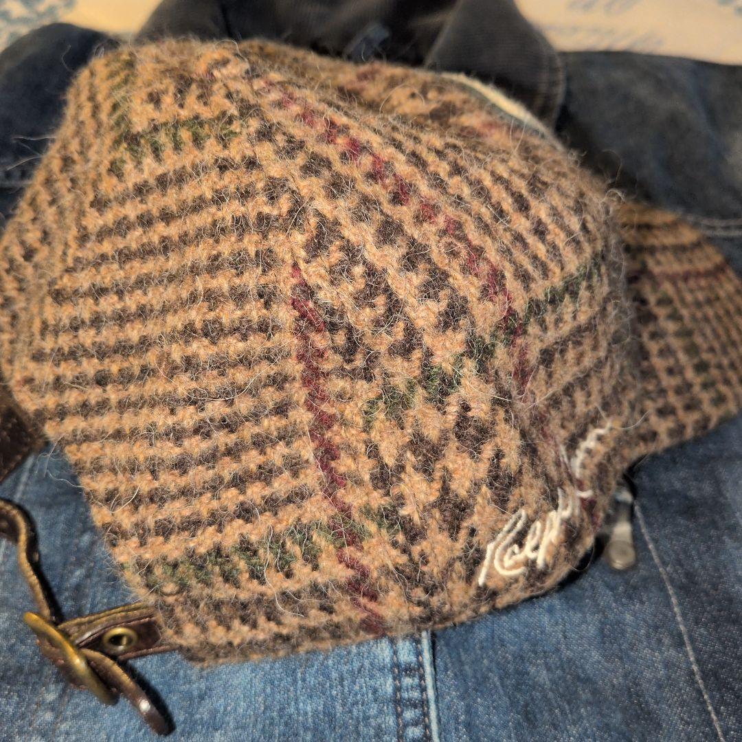 【美品】ラルフローレングレンチェックツイード ボールキャップ