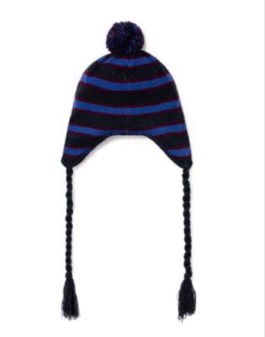BoTT ストライプニット帽 ポンポン付き