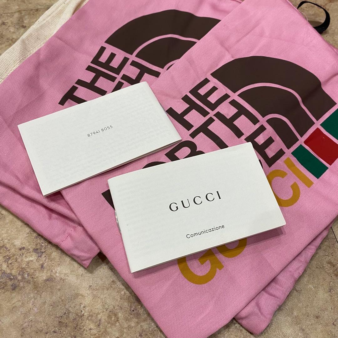 新品同様 グッチ ノースフェイス レザー GGモノグラム柄 サンダル 10