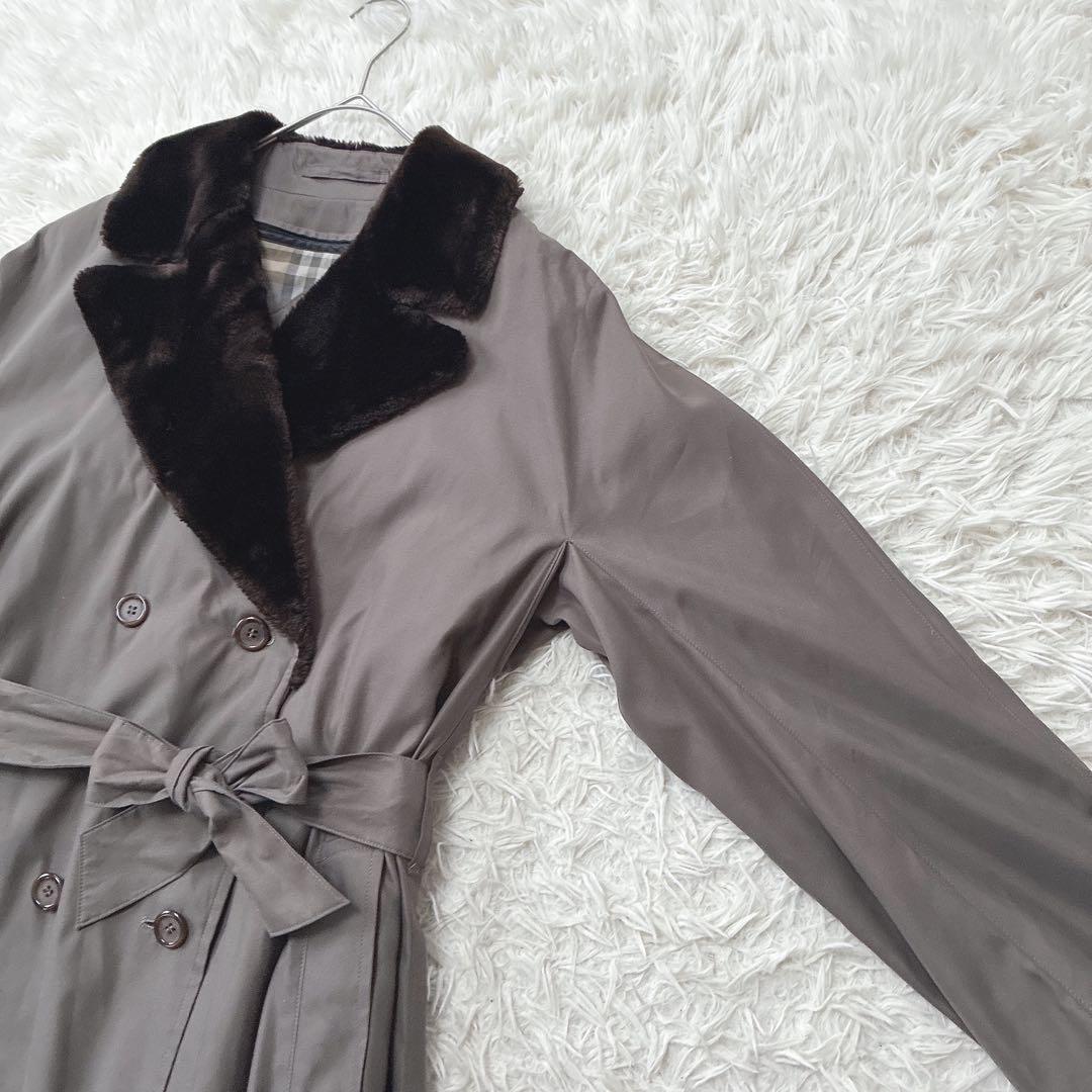 バーバリーズ ノバチェック ライナー トレンチコート ファー ベルト付き ロング