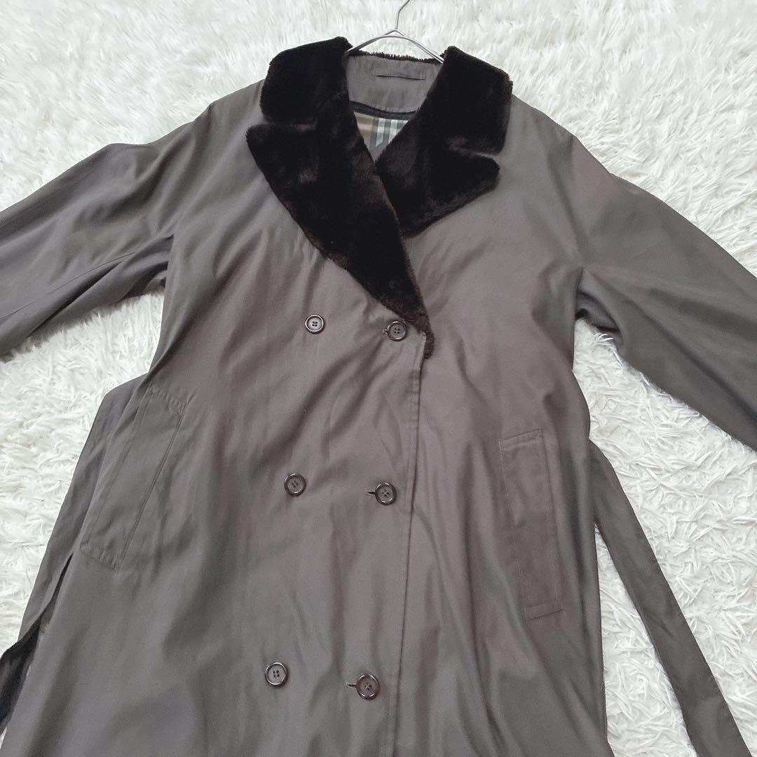 バーバリーズ ノバチェック ライナー トレンチコート ファー ベルト付き ロング