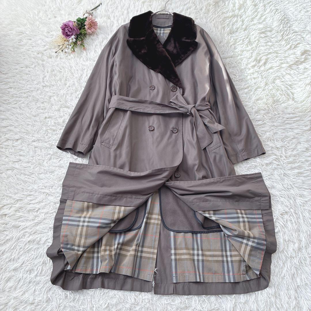 バーバリーズ ノバチェック ライナー トレンチコート ファー ベルト付き ロング