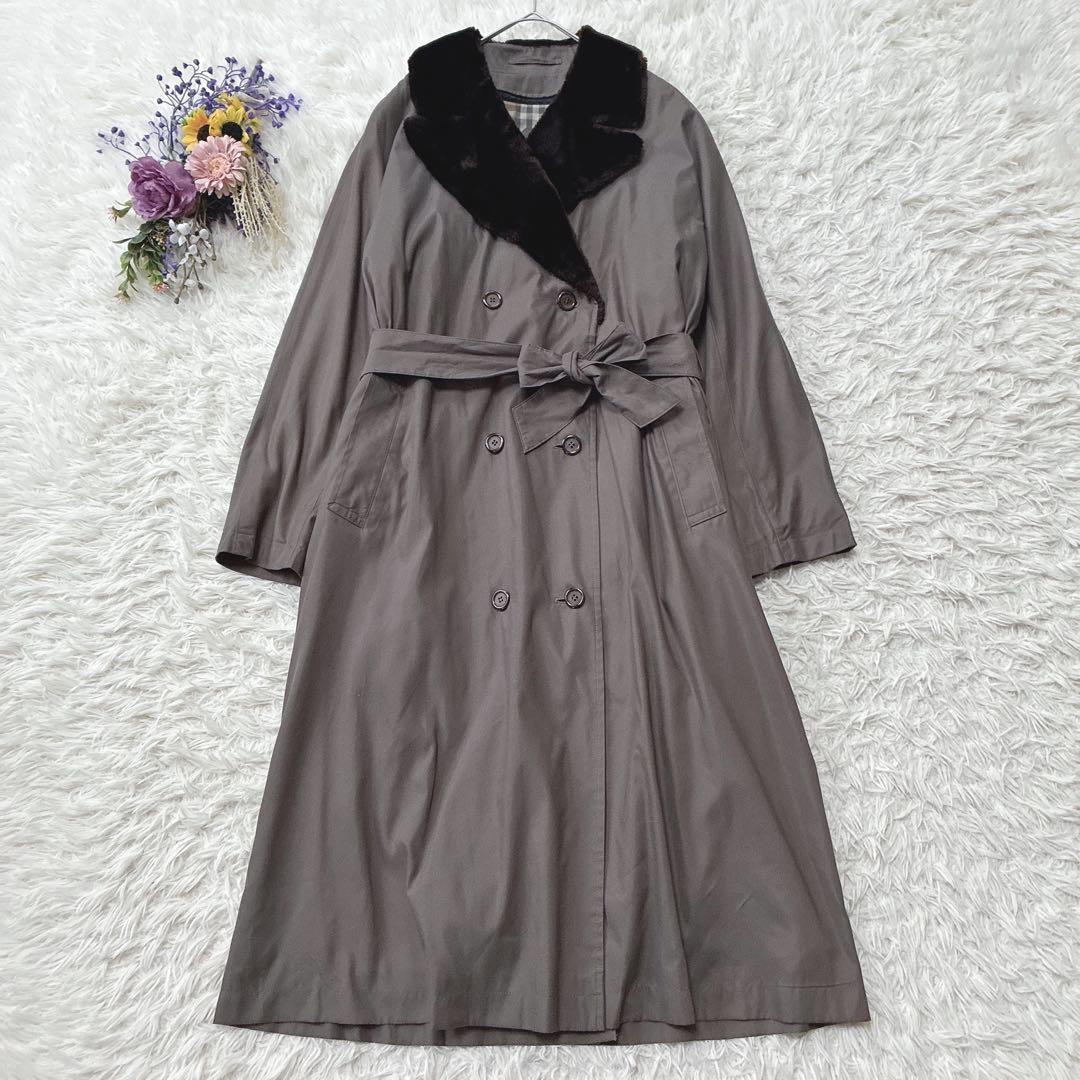 バーバリーズ ノバチェック ライナー トレンチコート ファー ベルト付き ロング