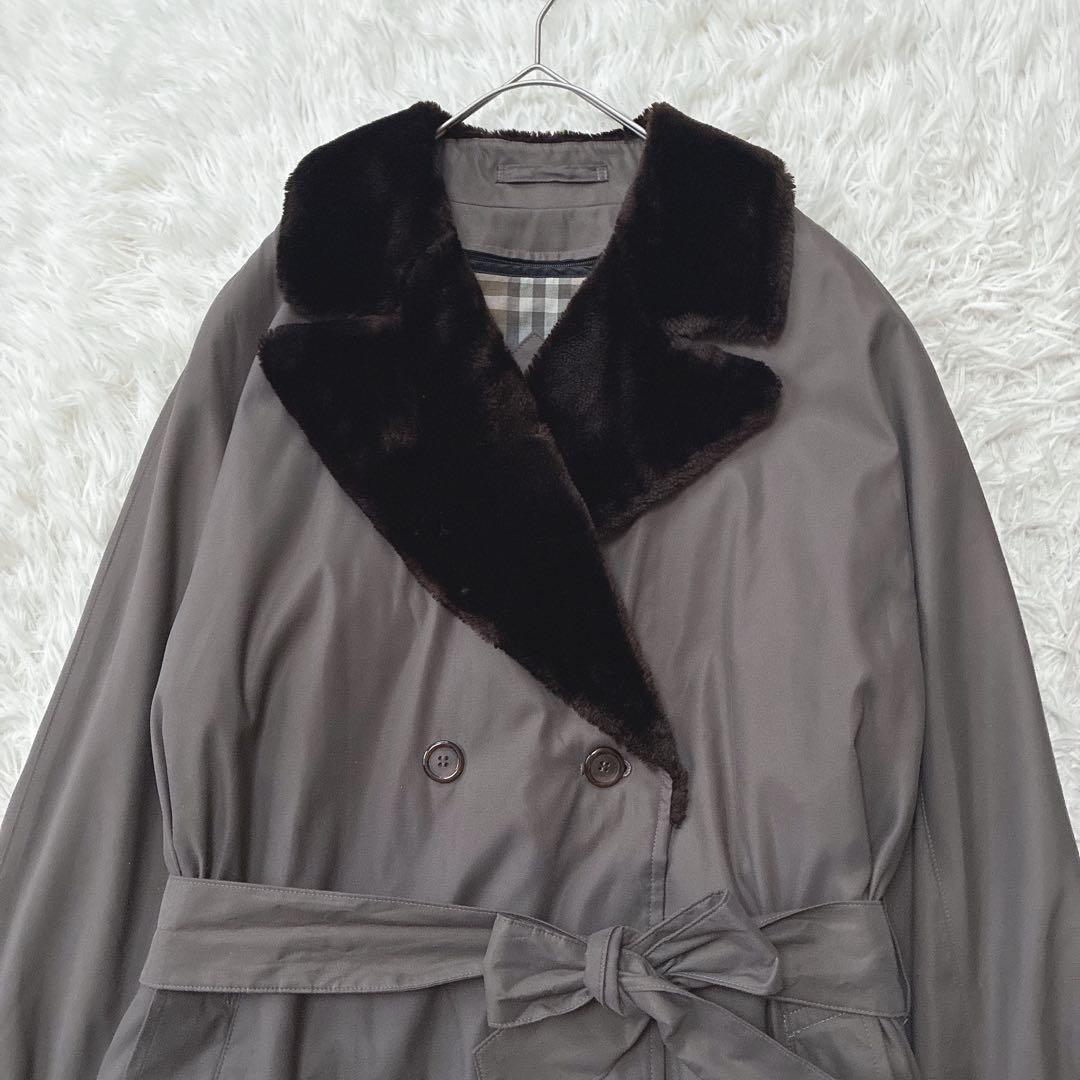 バーバリーズ ノバチェック ライナー トレンチコート ファー ベルト付き ロング