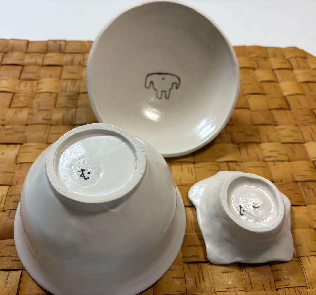 室井夏実さん 犬丼ぶり大・小 小皿4点セット
