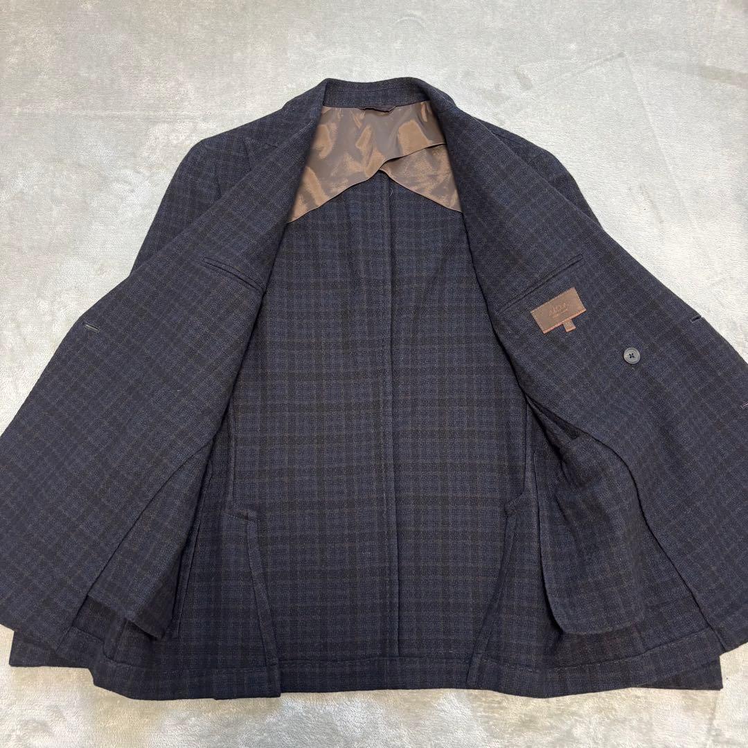 美品✨ ALTEA ダブル ブレスト テーラードジャケット チェック 48 紺