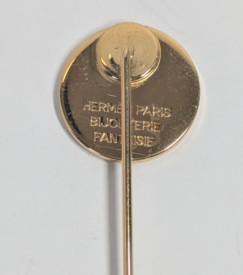 【美品】HERMES エルメス セリエ　ピンブローチ　ゴールドカラー箱付き