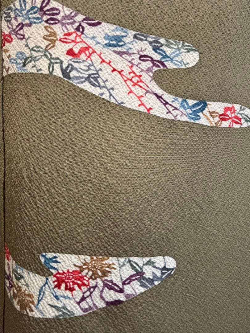 K-1◆小紋 拾 フルセット◆正絹 ちりめん◆ゆったりサイズ◆着物 4点セット◆