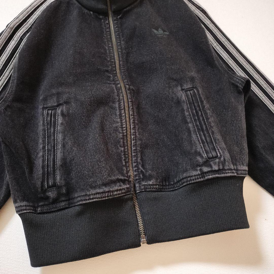 アディダス デニム ファイヤーバード トラックジャケット 黒 ジャージ 女性S