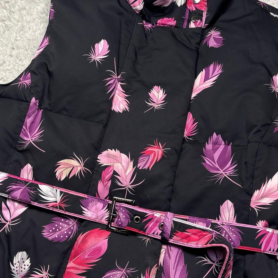 LEONARD レオナール ダウンベスト　フェザープリント　大きいサイズ