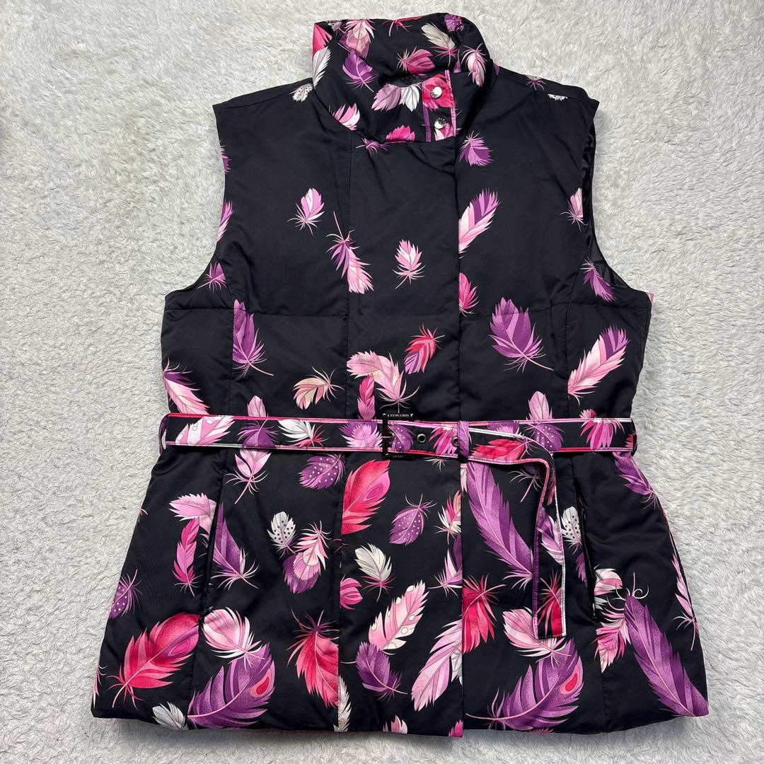 LEONARD レオナール ダウンベスト　フェザープリント　大きいサイズ