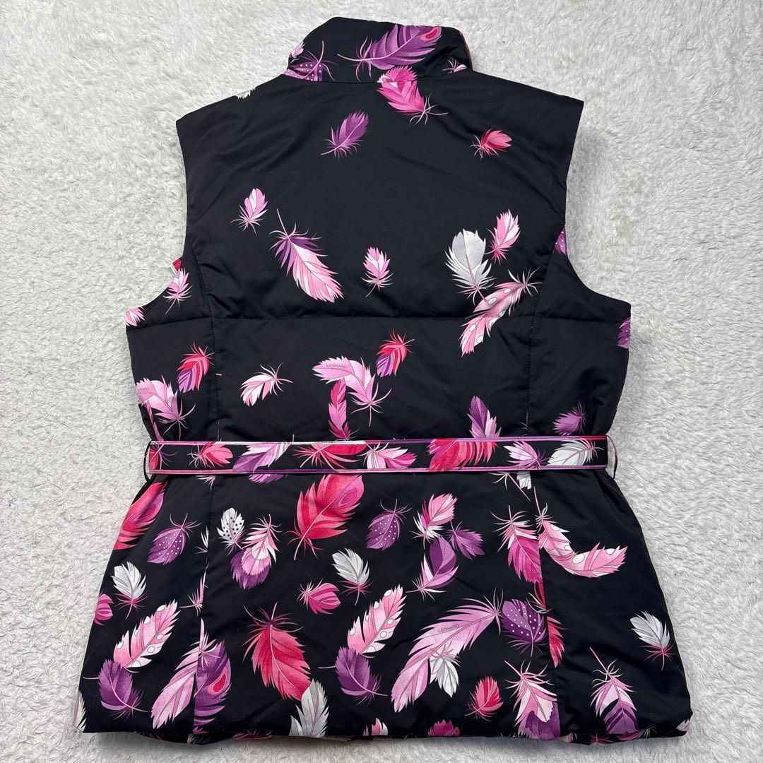 LEONARD レオナール ダウンベスト　フェザープリント　大きいサイズ