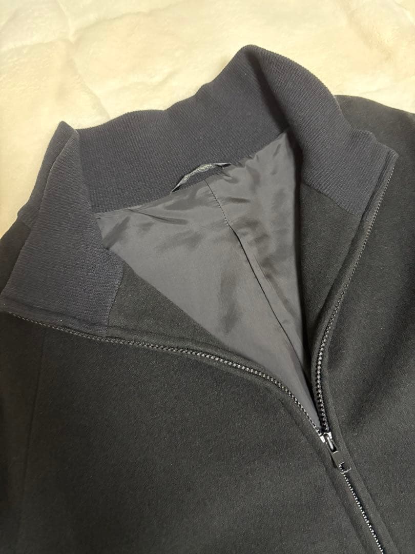 Y’s ウール　アンゴラ混　ダブルジップコート　黒