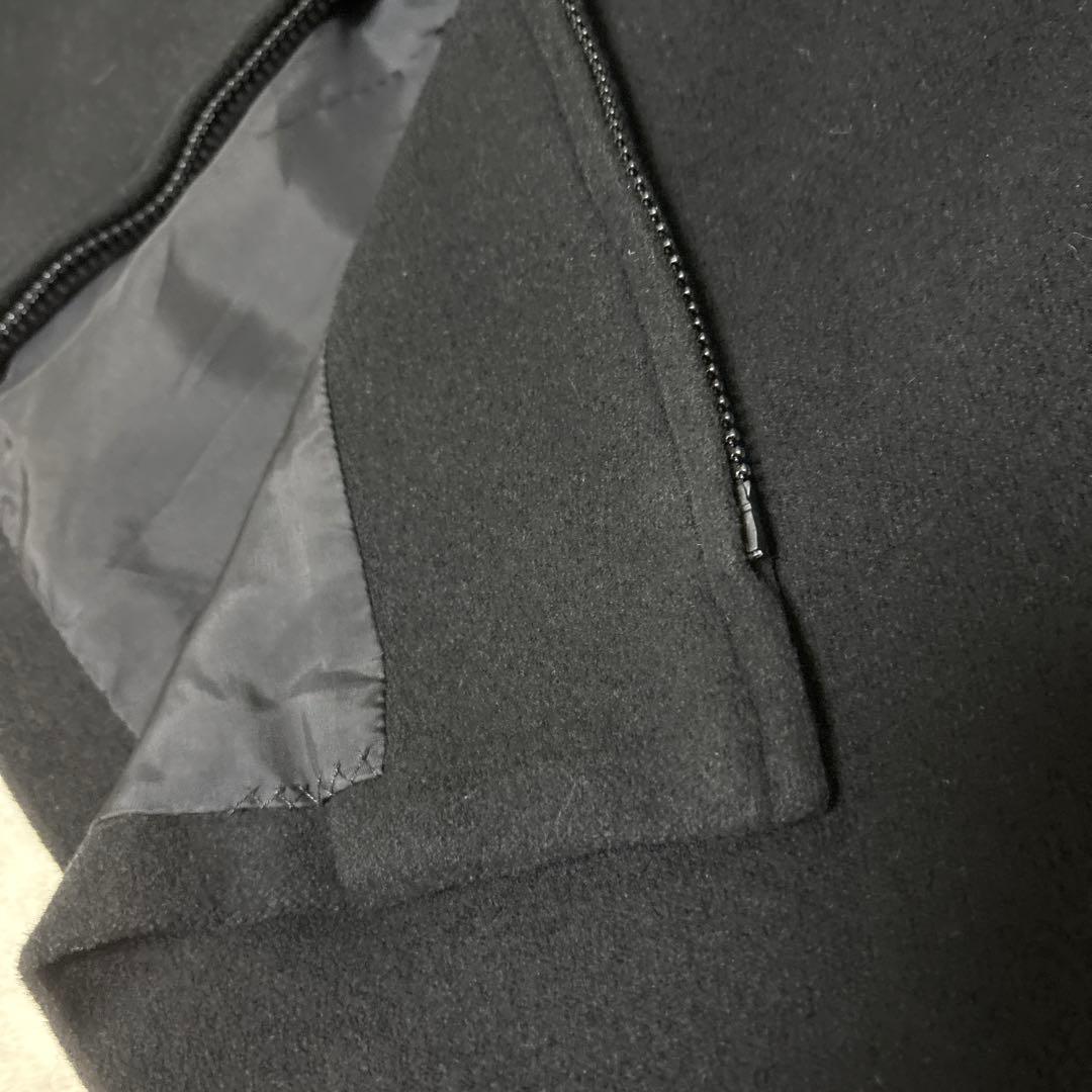 Y’s ウール　アンゴラ混　ダブルジップコート　黒