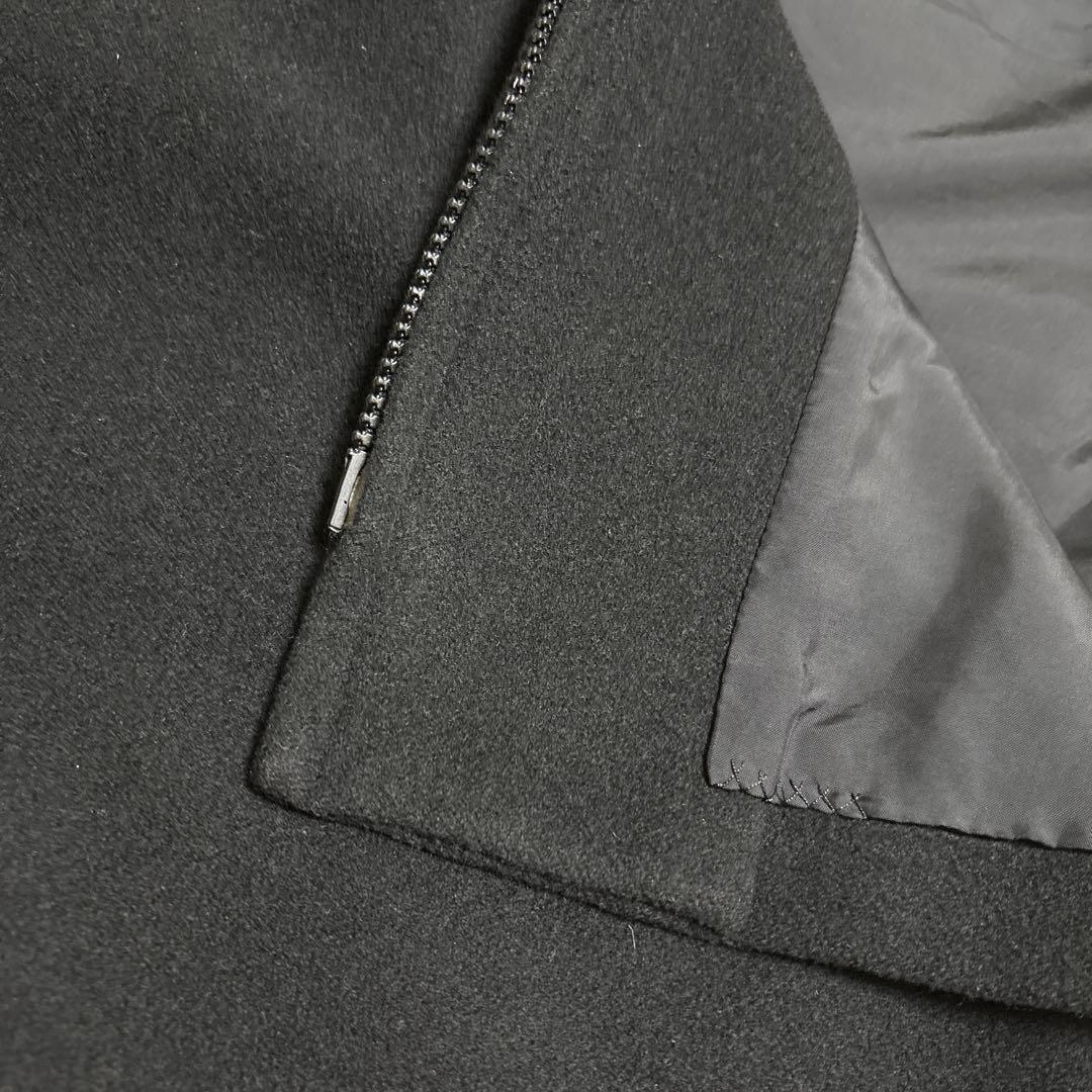 Y’s ウール　アンゴラ混　ダブルジップコート　黒