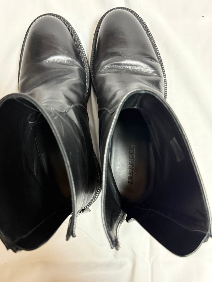 JIL SANDERブラックレザー ジッパーブーツ