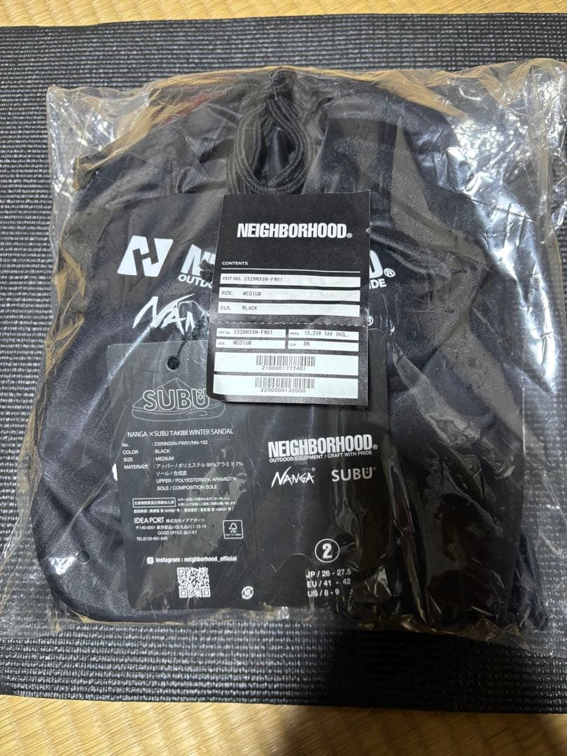 NEIGHBORHOOD SUBU サンダル ブラック 収納袋付き サイズ2