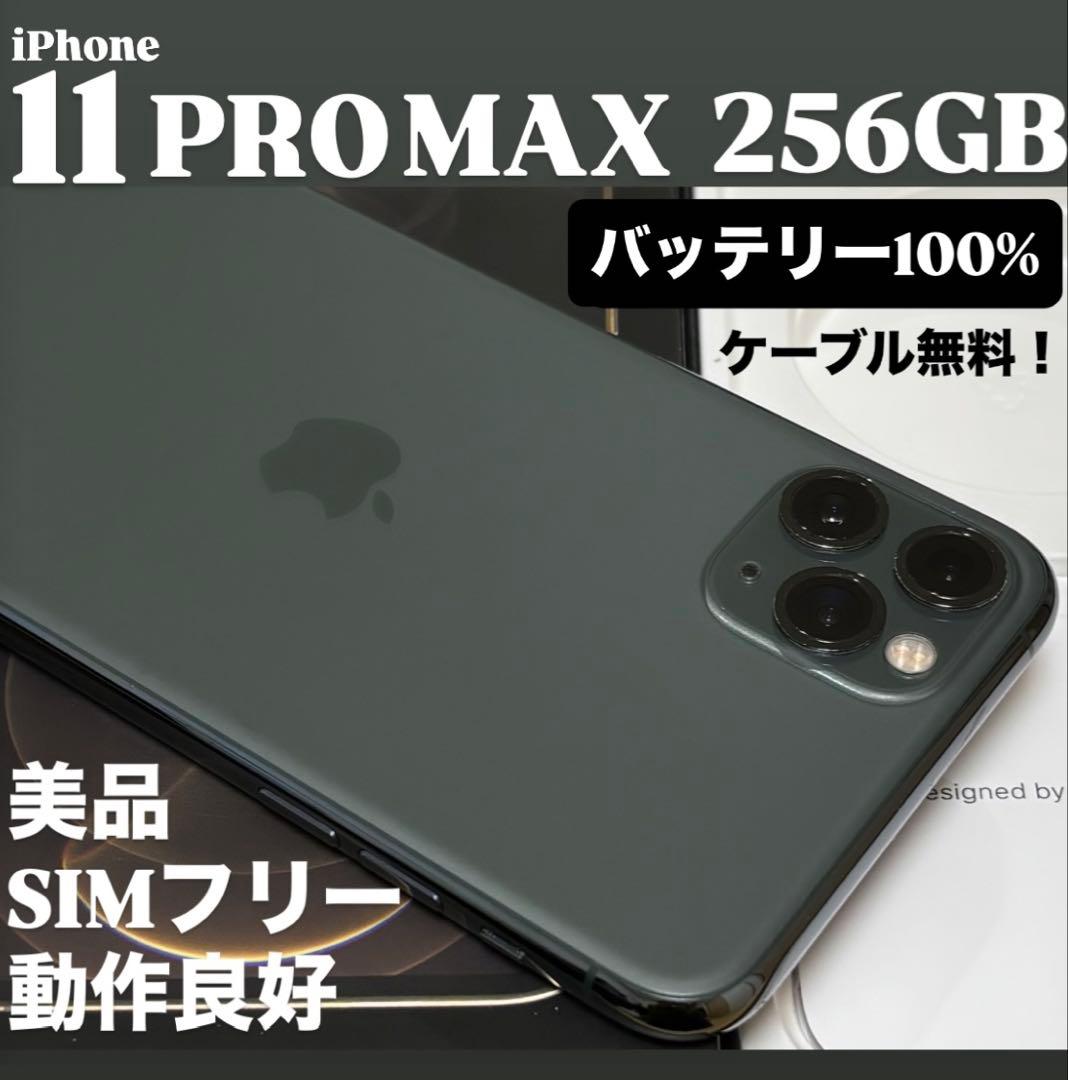 【美品】iPhone 11 PRO MAX 256GB ミッドナイトグリーン