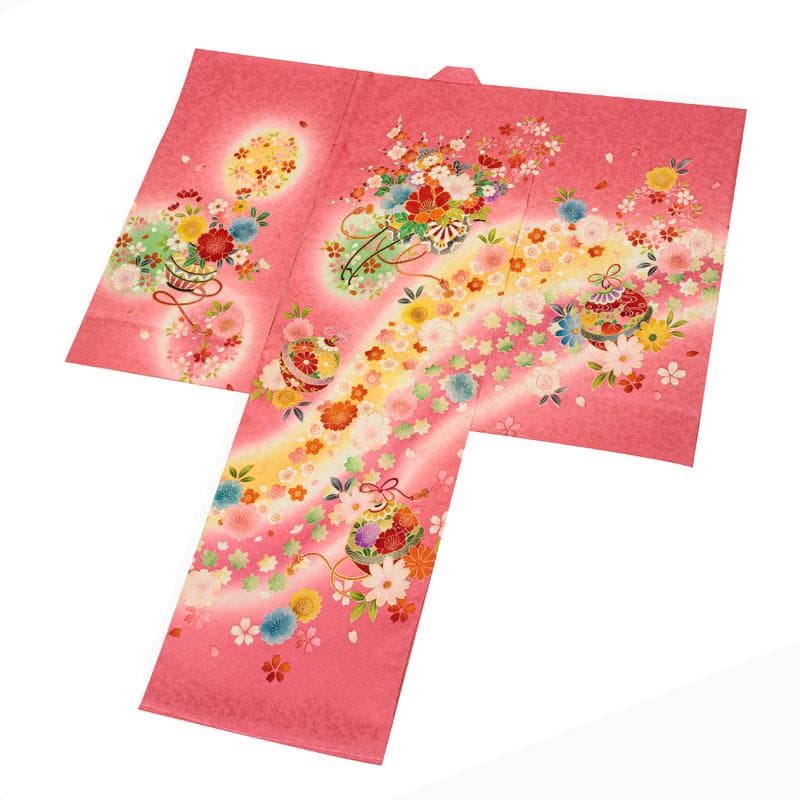 新品（純古典）お宮参り 産着 祝着のきもの　京友禅染　四季花車王朝毬文ぼかし染