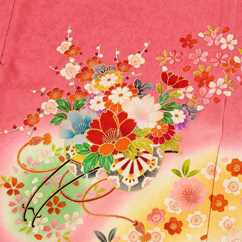 新品（純古典）お宮参り 産着 祝着のきもの　京友禅染　四季花車王朝毬文ぼかし染