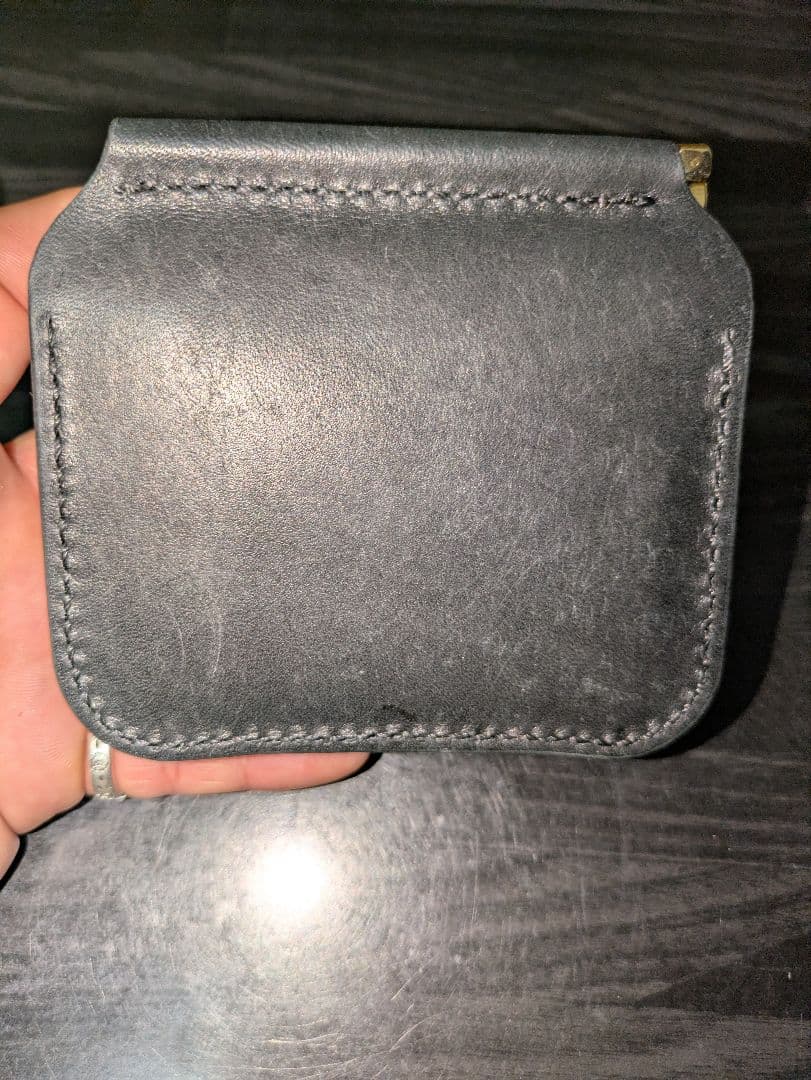 イタリアンレザー マネークリップ コンパクトウォレット 総手縫い ハンドメイド