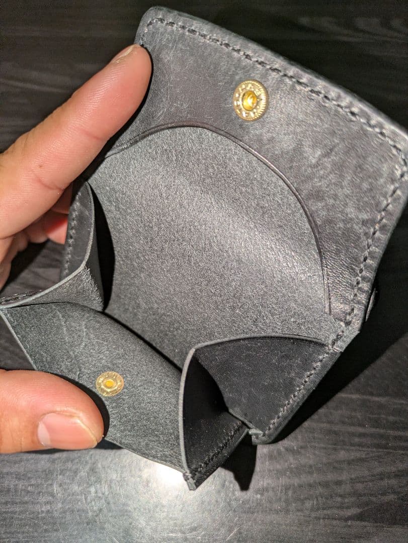 イタリアンレザー マネークリップ コンパクトウォレット 総手縫い ハンドメイド