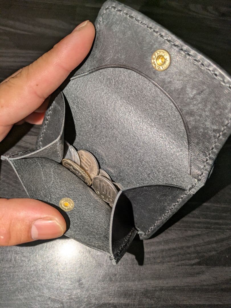 イタリアンレザー マネークリップ コンパクトウォレット 総手縫い ハンドメイド