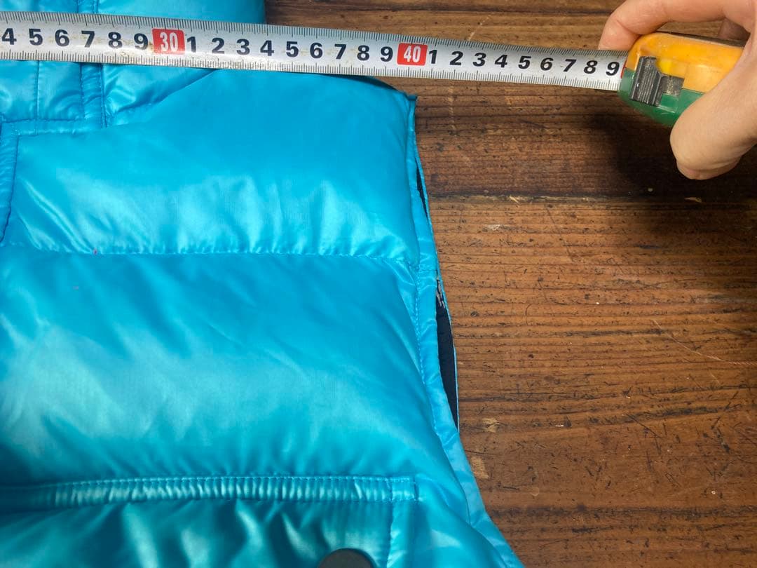 水色 フード付き ダウンベストダウン90%