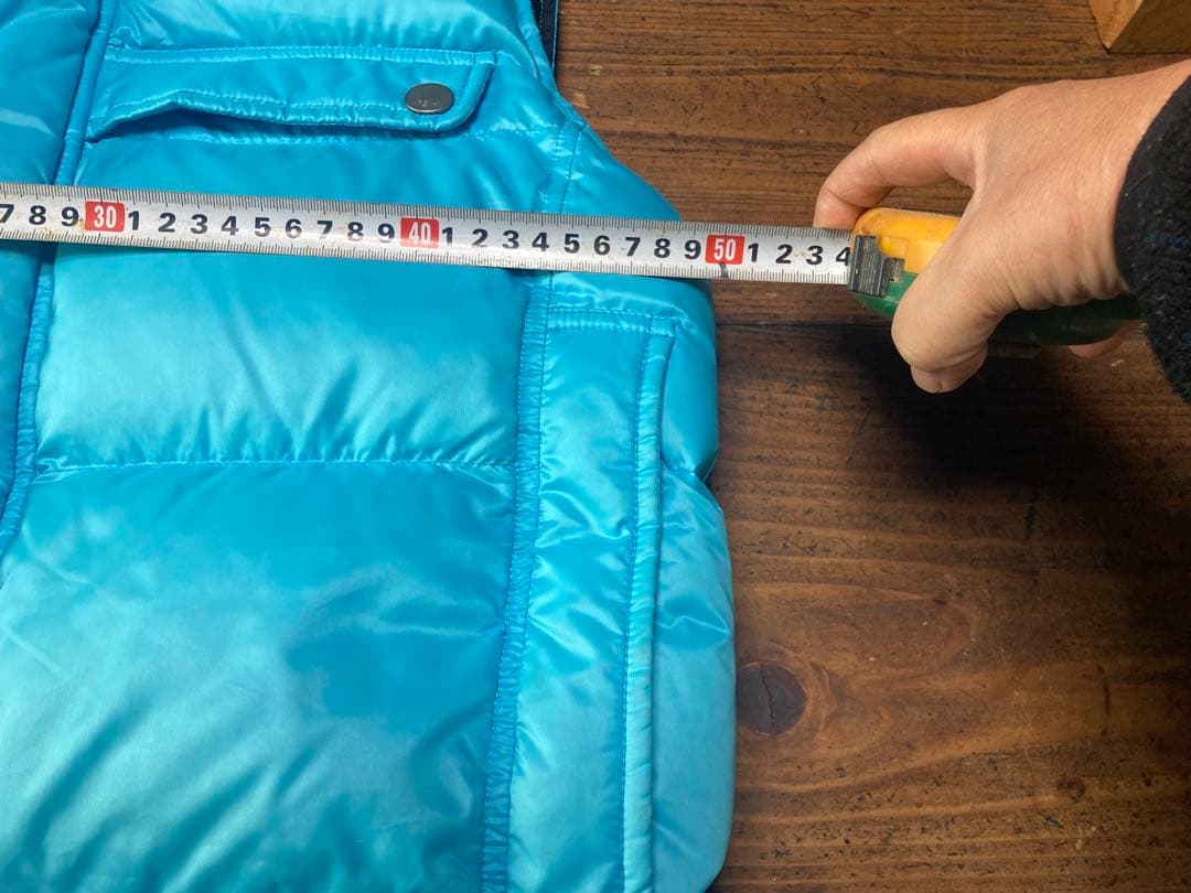水色 フード付き ダウンベストダウン90%