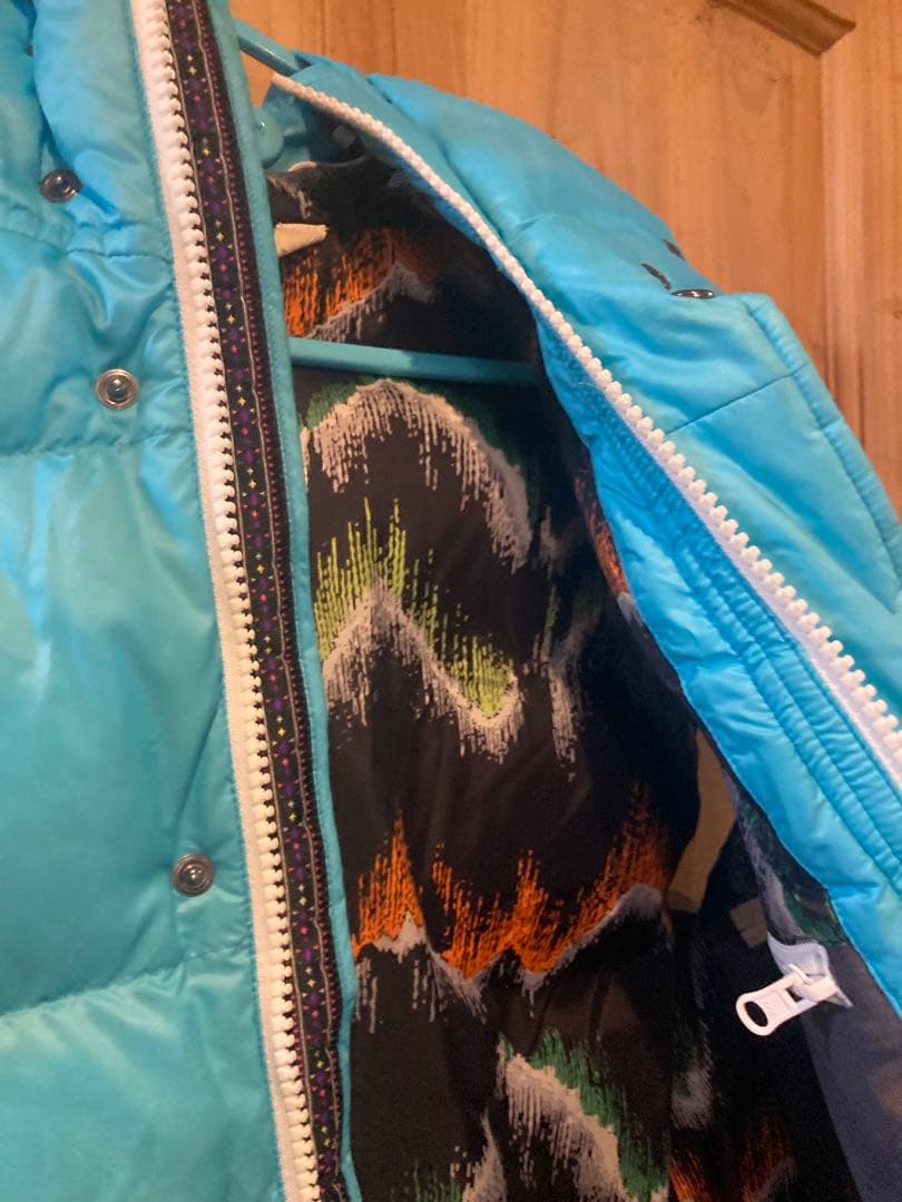 水色 フード付き ダウンベストダウン90%