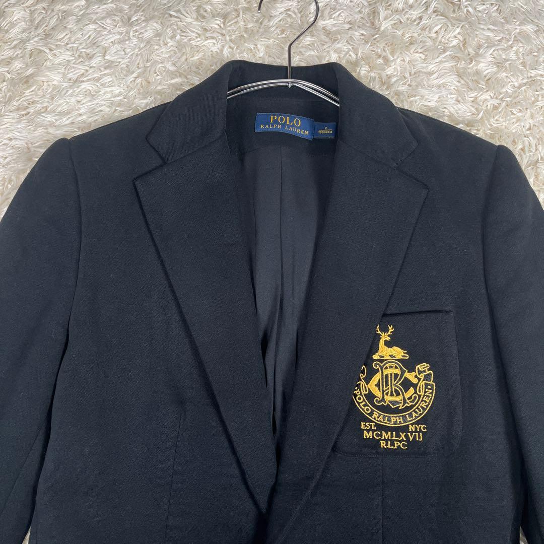 ポロラルフローレン 金ボタン 刺繍 エンブレム ブレザー S相当 ブラック