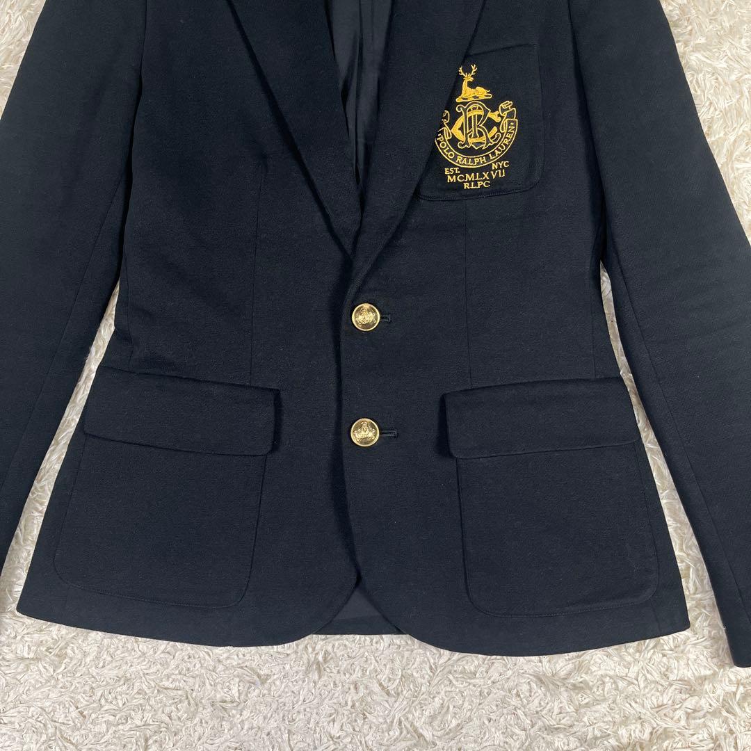 ポロラルフローレン 金ボタン 刺繍 エンブレム ブレザー S相当 ブラック