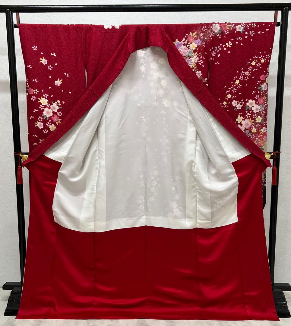 振り袖　フルセット　別誂長襦袢　成人式　赤　金彩加工　刺繍入り　銀通し　760