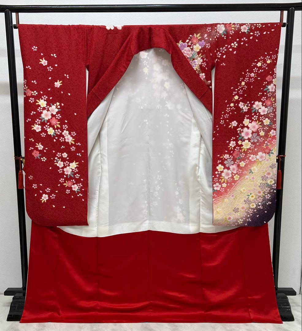 振り袖　フルセット　別誂長襦袢　成人式　赤　金彩加工　刺繍入り　銀通し　760