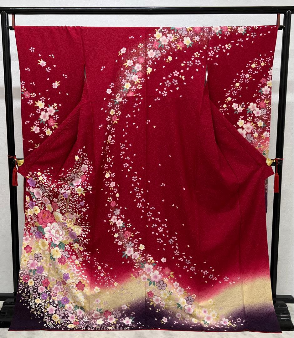 振り袖　フルセット　別誂長襦袢　成人式　赤　金彩加工　刺繍入り　銀通し　760