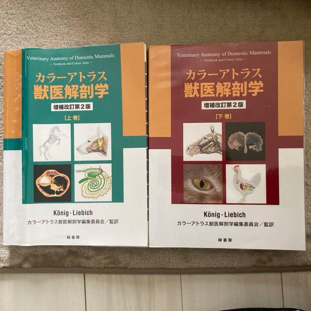 カラーアトラス獣医解剖学 増補改定第２版 上巻・下巻