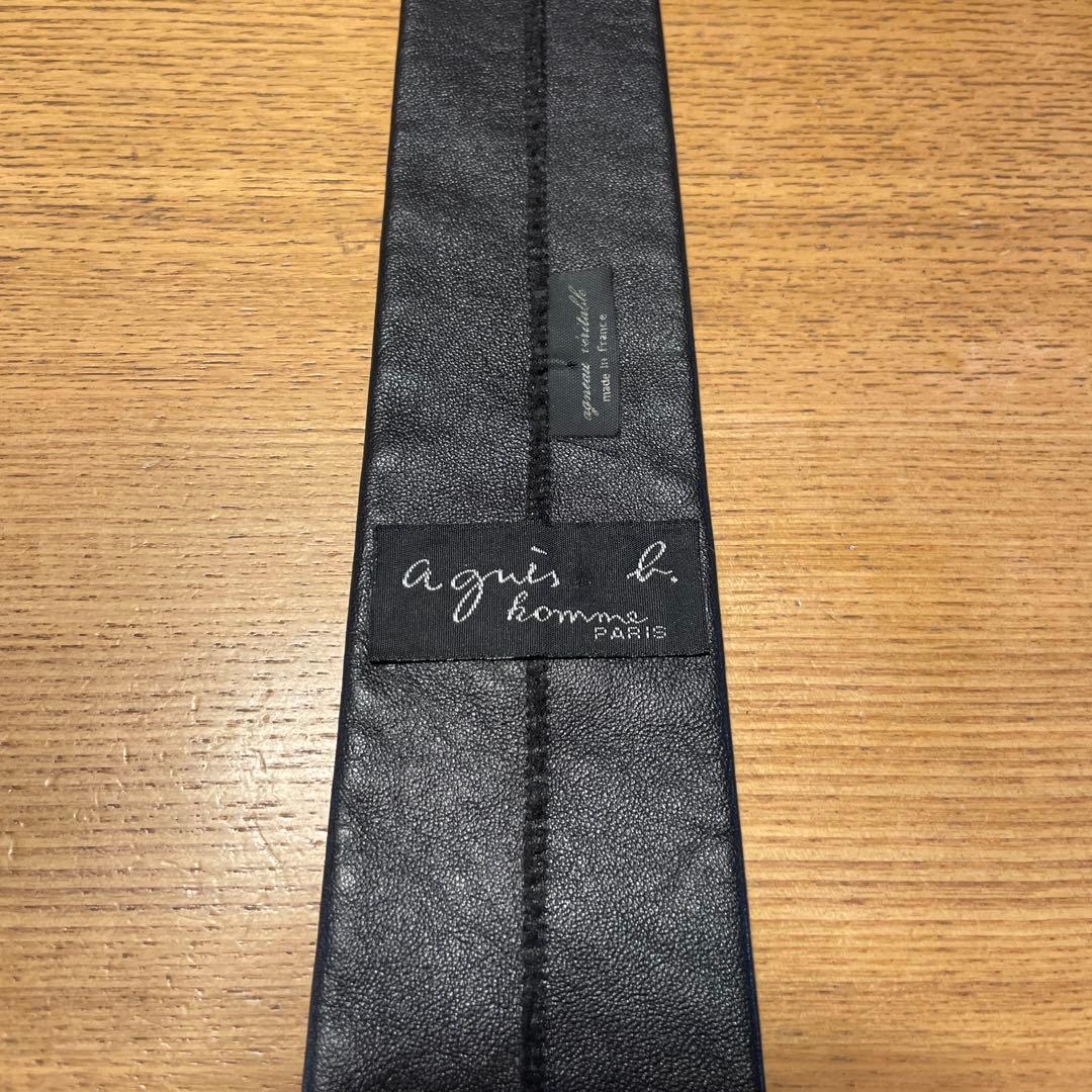 agnis b. ブラックレザー ネクタイ