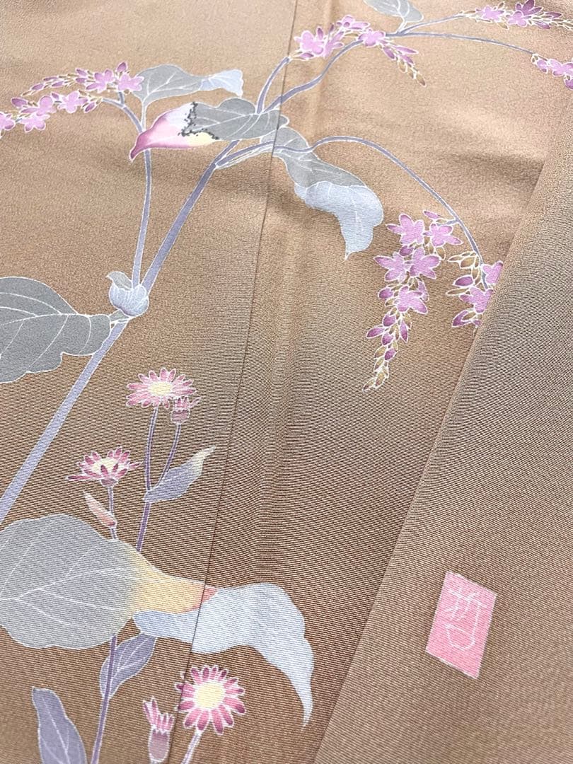 作家物 手描き友禅 付け下げ ひとつ紋