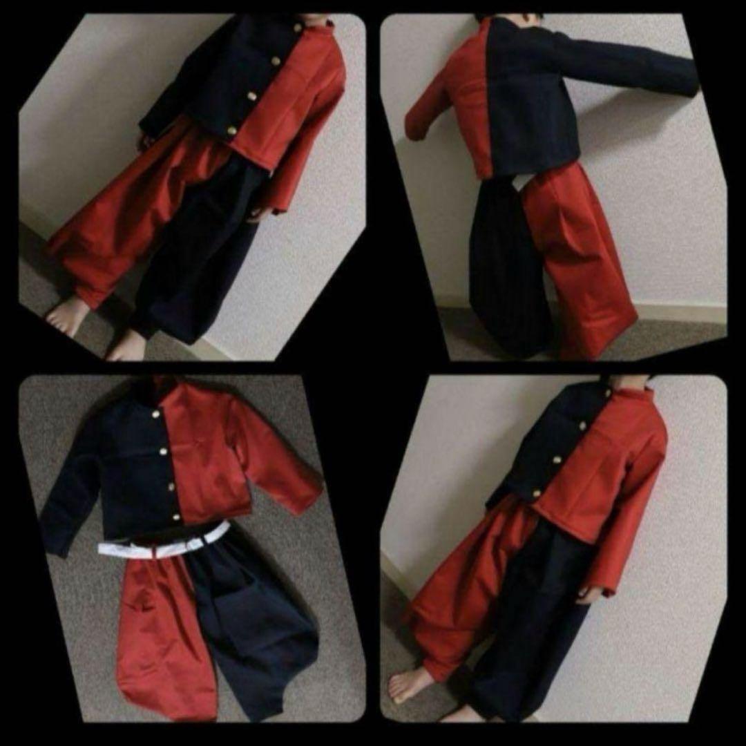 140.赤短ラン(肩、腕広め)タックズボン裾広め