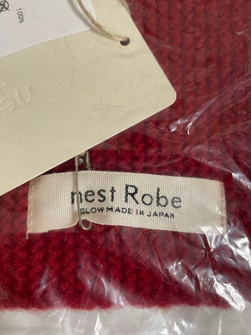 【新品未使用】nest Robe ネストローブ ウールミニマフラー　レッド