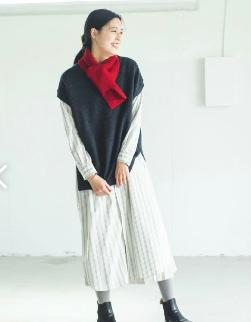 【新品未使用】nest Robe ネストローブ ウールミニマフラー　レッド