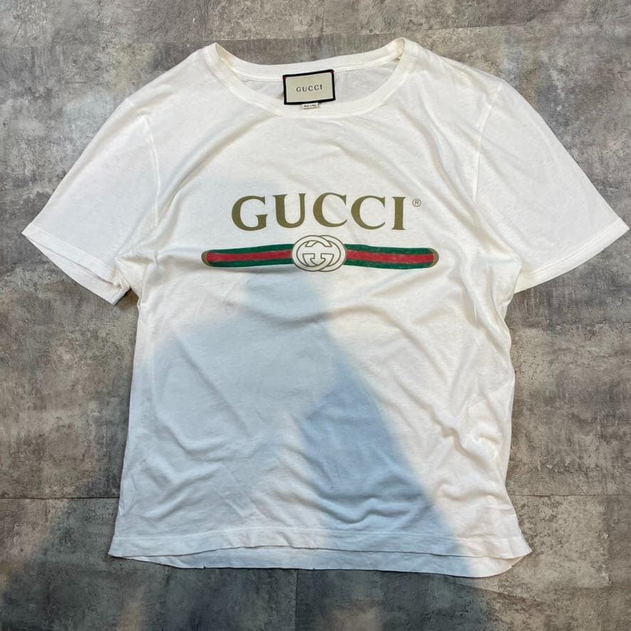 GUCCI ロゴ プリント Tシャツ ホワイト 半袖 グッチ メンズ レディース