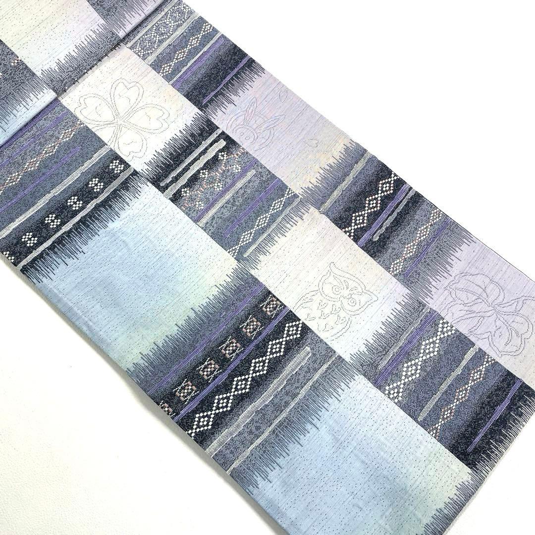 専用帯6092 6085 二点セット ●高級 正絹 花織片面全通リバーシブル袋帯