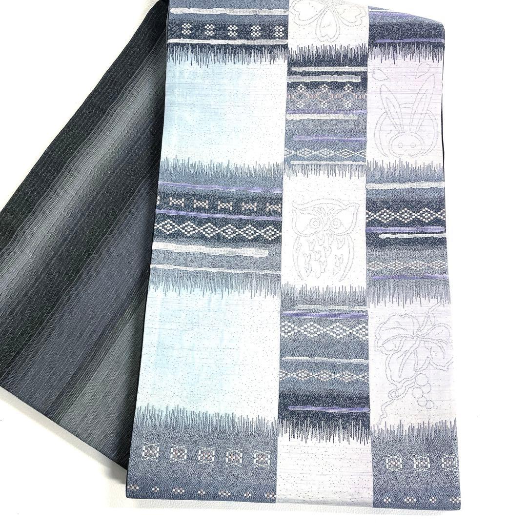 専用帯6092 6085 二点セット ●高級 正絹 花織片面全通リバーシブル袋帯